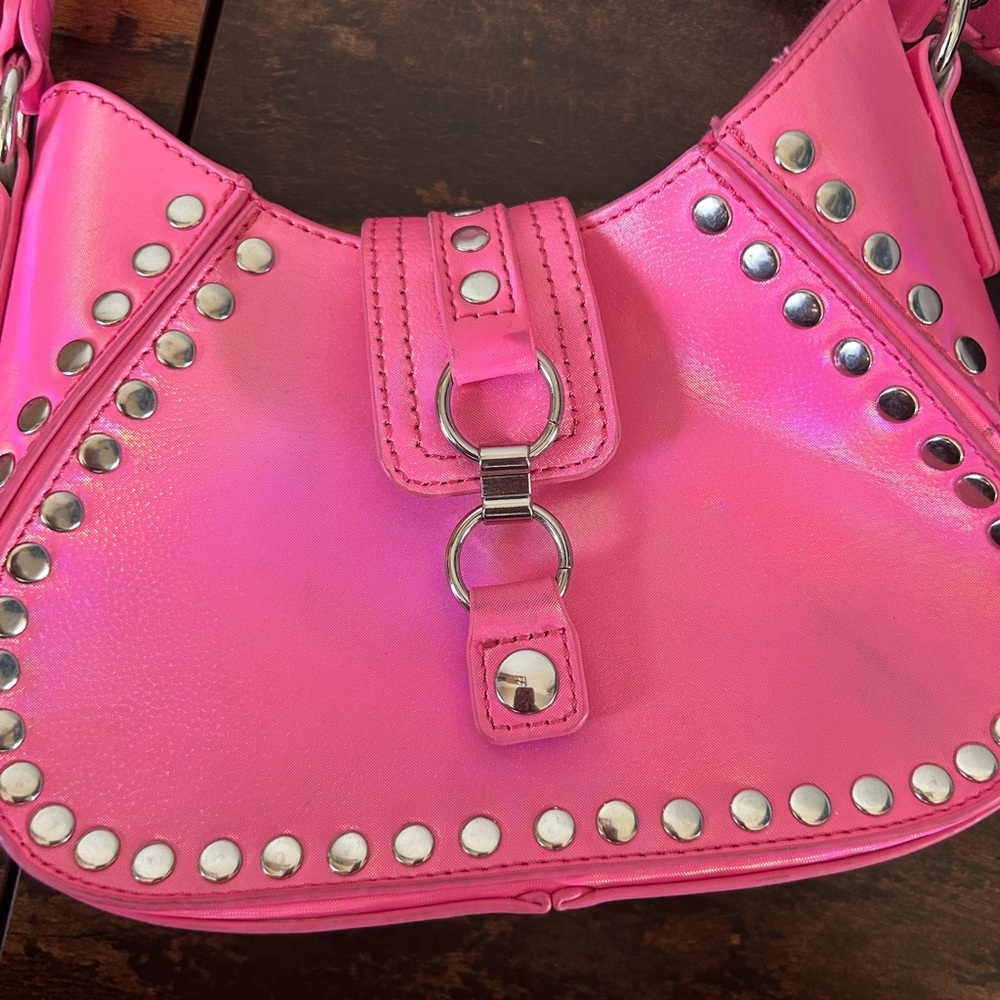 Urban Outfitters Devon Pink Studded Shoulder Bag - Picture 8 of 11